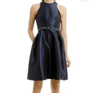 ML Monique Lhullier Navy Cocktail Dress w/ beading